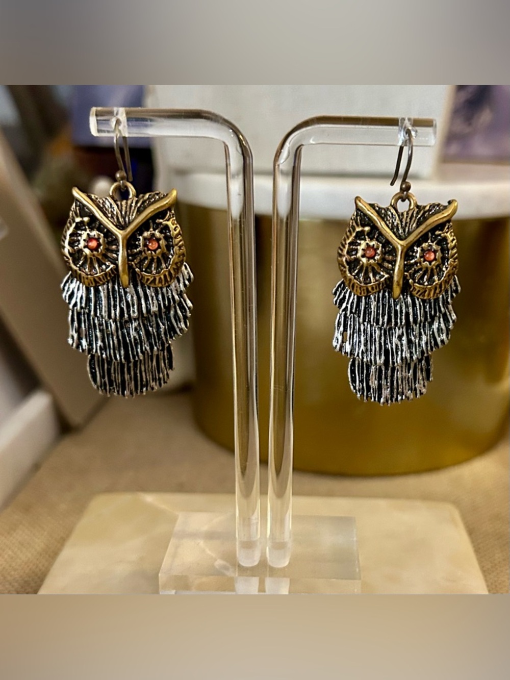 Vintage Owl Earrings Articulated